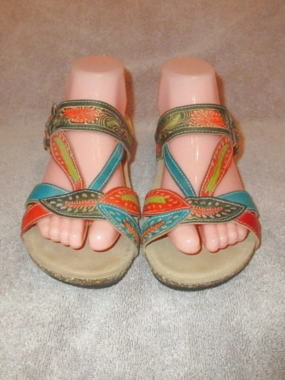 L'Artiste Spring Step Sandals 41 9.5 10 Floral Leather Wilma Comfort Slip On